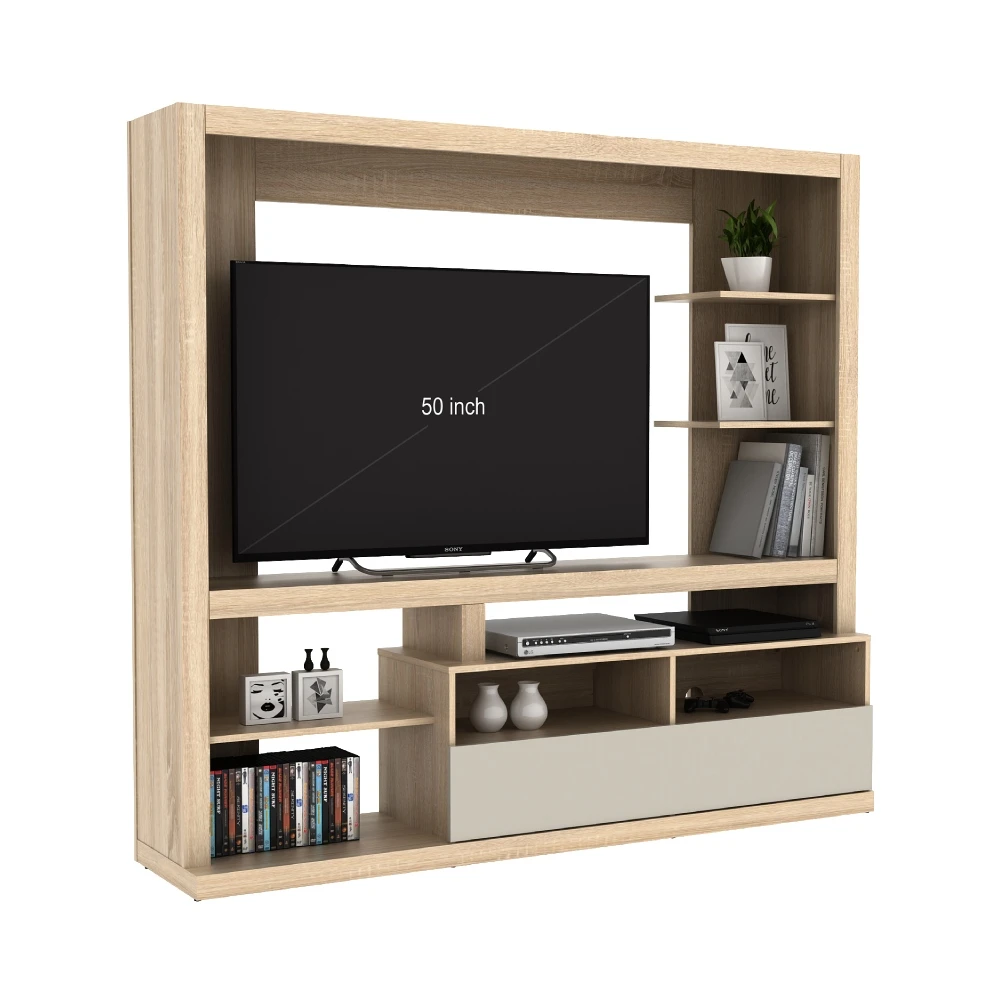 SELMA Friza Lemari TV Entertainment Center - Cokelat Oak/Taupe
