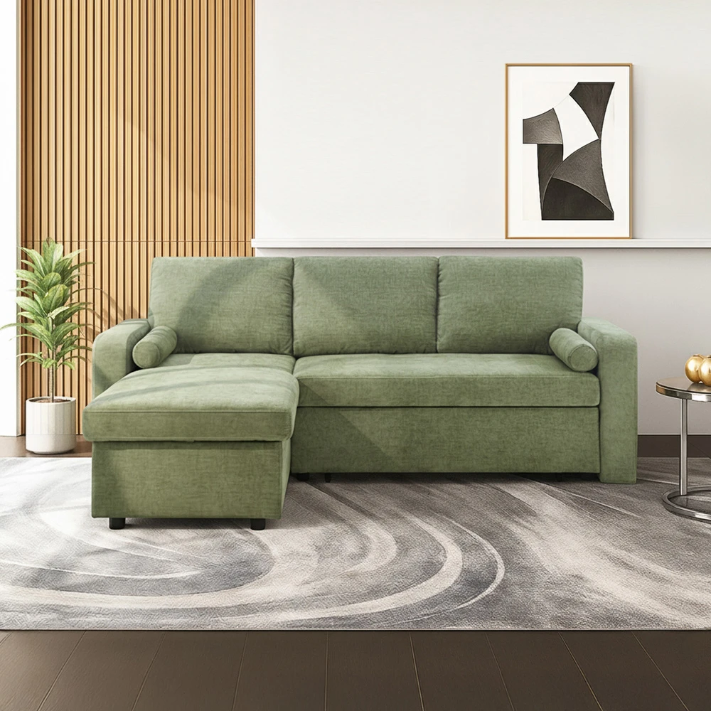 SELMA Markus Sofa Bed Sudut Fabric - Hijau