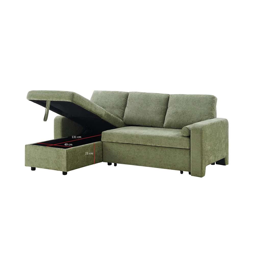 SELMA Markus Sofa Bed Sudut Fabric - Hijau