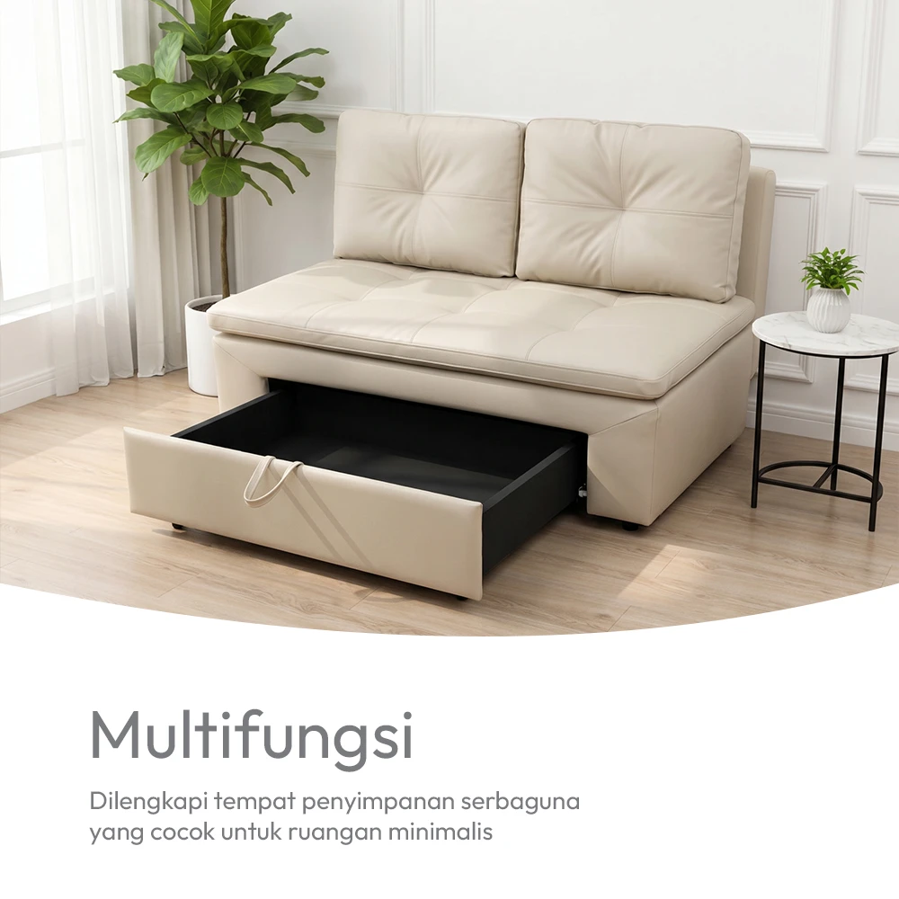 SELMA Toshi Sofa Dengan Penyimpanan Kulit 2 Seater - Cokelat
