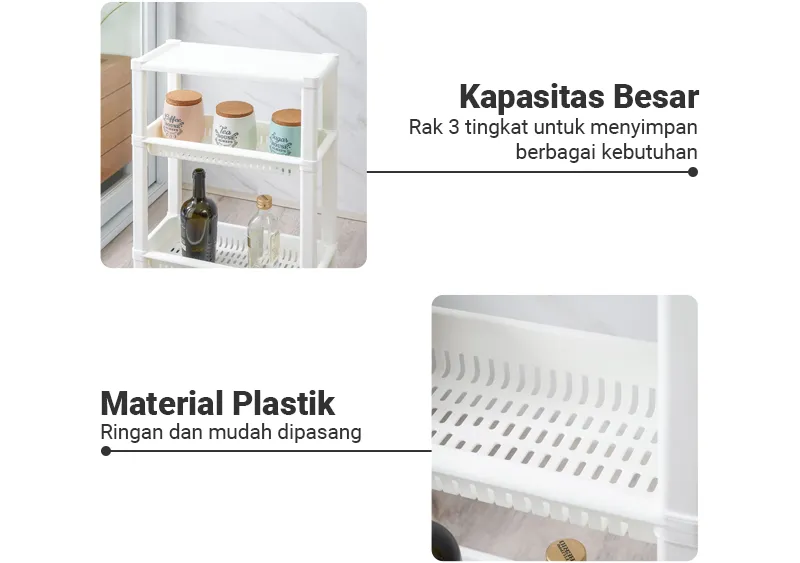 Jual Clover Rak Dengan Roda 3 Tingkat Putih Terbaru | Ruparupa