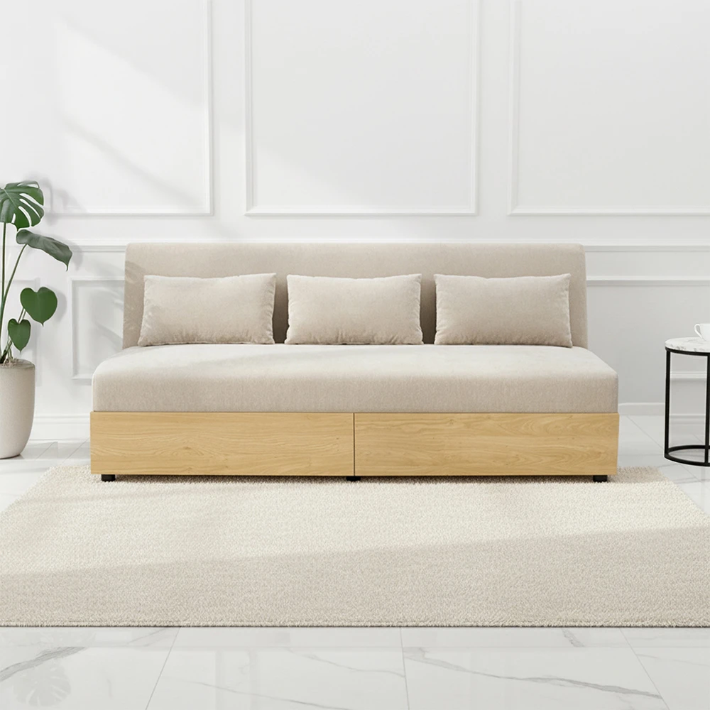 SELMA MELOFA SOFA BED FABRIC DENGAN LACI PENYIMPANAN - KREM BEIGE