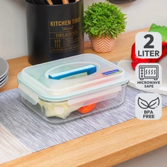 main image Glasslock Handy Wadah Makanan 2 Liter - Biru