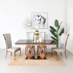 Informa Forgan Meja Makan 220x100x75 Cm - Rose Gold