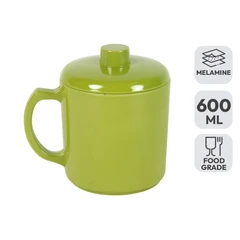 main image Krischef Mug Dengan Tutup Melamine 600 Ml - Hijau