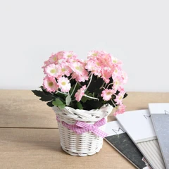 arthome-17-cm-bunga-artifisial-daisy-keranjang-rotan---pink