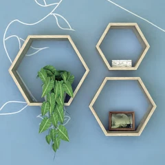 stora-set-3-pcs-rak-dinding-hexagon---kayu