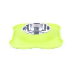 tempat-makan-hewan-bone-shape-silicone-ukuran-m---hijau