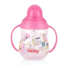 nuby-270-ml-botol-minum-flipit-twin-hndle-w/straw---pink