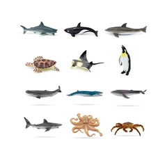 Recur Set 12 Pcs Figure Mini Animal Marine
