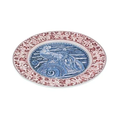 main image Kopin Porcelain Piring Saji Keramik Oriental Ayam Jago 26 Cm - Biru