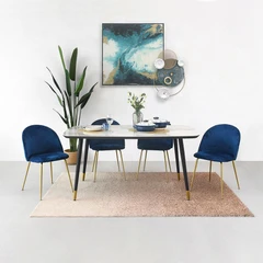 Informa Evie Louise Set Meja Makan 4 Kursi - Biru/gold