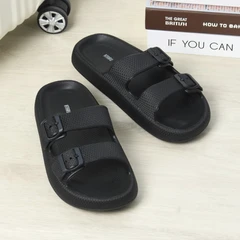 ataru-ukuran-42/43-sandal-double-strap-thick-slides---hitam