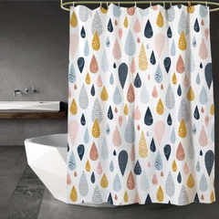 main image Forhom 180x180 Cm Tirai Kamar Mandi Dengan Hooks Waterdrop