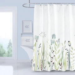 main image Forhom 180x180 Cm Tirai Kamar Mandi Dengan Hooks Botanica