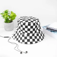 ataru-topi-bucket-reversible-checkered---hitam/putih