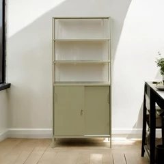 Informa Lynd Rak Besi Dengan Kabinet Penyimpanan - Krem Beige