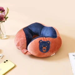 ataru-bantal-leher-embroidery-bear---biru-navy/cokelat