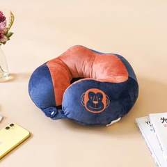 ataru-bantal-leher-embroidery-monkey---biru-navy/cokelat