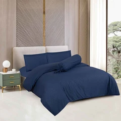 sleeplite-120x200-cm-set-4-pcs-seprai-single-microfiber-emboss---navy