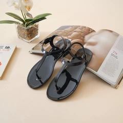 ataru-ukuran-38-sandal-wanita-t-strap-jelly---hitam