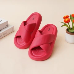 main image Ataru Ukuran 36/37 Sandal Wanita Slipper X Strap Puffy - Pink
