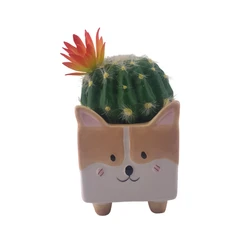 Arthome Tanaman Artifisial Succulent Dengan Pot Anima Corgi 8x8x15 Cm - Mix