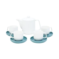 appetite-eniko-set-9-pcs-teko-&-cangkir---hijau-turquoise/putih