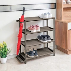 main image Stora Rak Sepatu 4 Tingkat Dengan Stand Payung - Cokelat Taupe