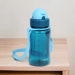 kris-350-ml-botol-minum-anak-flipstraw-dengan-tali---biru-tua