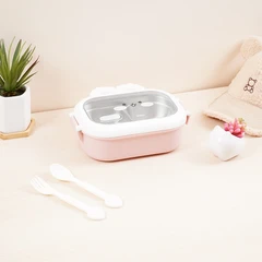 main image Ataru 950 Ml Kotak Makan 2 Sekat Rabbit - Pink