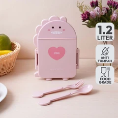 main image Ataru Kotak Makan Plastik Dino 1.2 Liter - Pink