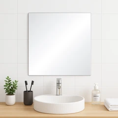 main image Forhom 40x40 Cm Cermin Dinding Stiker Jmp01 - Silver