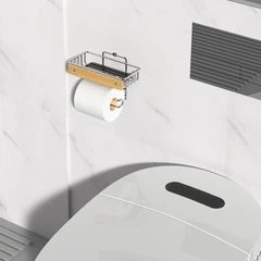 main image Stora Rak Dinding Kamar Mandi Dengan Holder Tisu Chrome