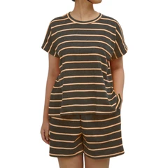 ataru-set-loungewear-wanita-striped---kuning/abu-abu