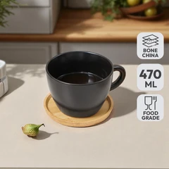 Delicia Mug Keramik Dengan Tutup 470 Ml - Hitam