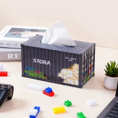 main image Stora Kotak Tisu Container Design - Abu-Abu