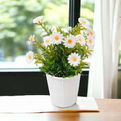 arthome-18-cm-tanaman-artifisial-grass-daisy-dengan-pot---putih