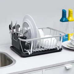 main image Stora Kurv Rak Piring - Hitam/Silver