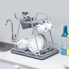 main image Stora Trelo Rak Piring 2 Tingkat - Abu-Abu