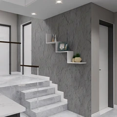 main image Maxbuilt 120x60x3 Cm Panel Dinding Pu Motif Stone  - Abu-Abu