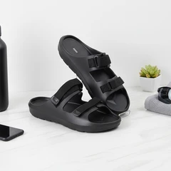 main image Ataru Ukuran 40/41 Sandal Pria Double Strap Velcro - Hitam