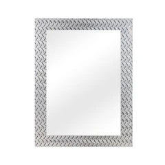 main image Fosa 60x45 Cm Cermin Dinding Kamar Mandi Lined Printing - Silver