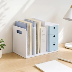 main image Stora Wabi Sabi Organizer Buku Dengan Laci Penyimpanan - Putih/Biru