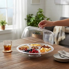 main image Culinart Wadah Saji Kue Kaca Multifungsi 6 In 1 Transparan