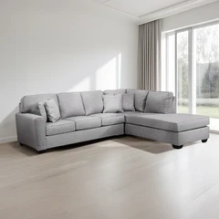 Ashley Calicho-7 Sofa L Sectional Fabric Kanan - Abu-abu