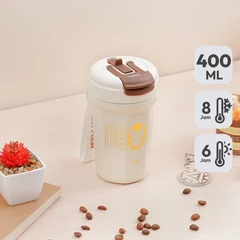 main image Ataru Botol Vacuum Flask Stainless Steel Marvel Gift 400 Ml Set - Krem/Cokelat