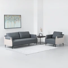 Informa Set 2 Pcs Foxx Sofa Kulit 1 & 3 Seater - Abu-abu