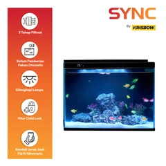 main image Krisbow Sync 30 Ltr Smart Aquarium Nano With Feeder - Hitam