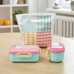 main image Picas Kotak Makan dengan Tas Insulated Set 3 pcs - Mix
